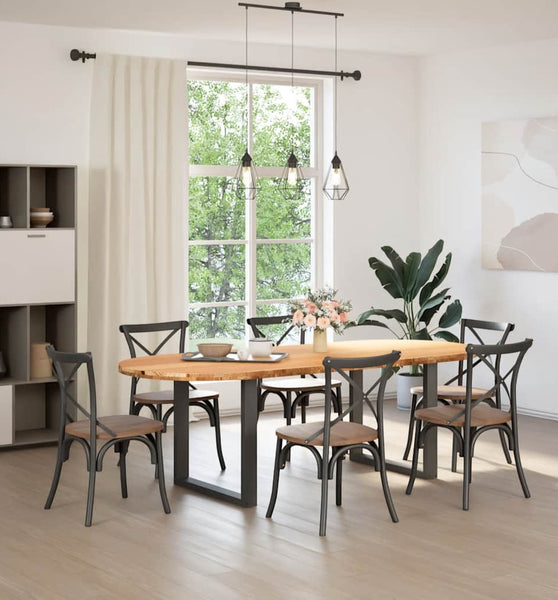 Esstisch Hellbraun 240x100x74 cm Massivholz Eiche Oval