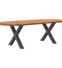 Esstisch Hellbraun 240x100x74 cm Massivholz Eiche Oval