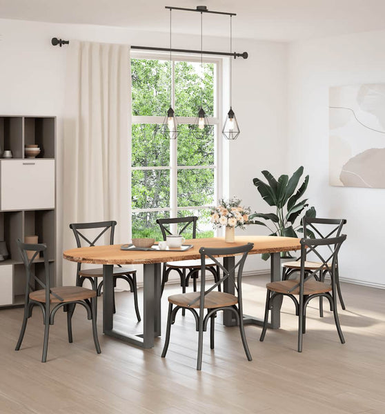 Esstisch Hellbraun 240x100x74 cm Massivholz Eiche Oval