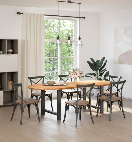 Esstisch Hellbraun 240x100x74 cm Massivholz Eiche Oval