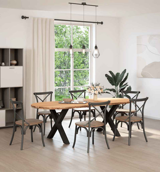 Esstisch Hellbraun 240x100x74 cm Massivholz Eiche Oval