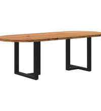 Esstisch Hellbraun 240x100x74 cm Massivholz Eiche Oval