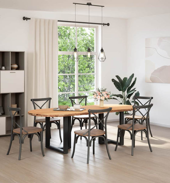 Esstisch Hellbraun 240x100x74 cm Massivholz Eiche Oval