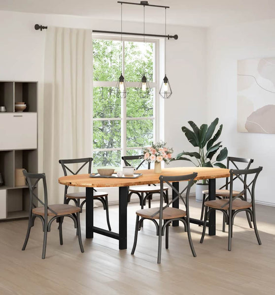 Esstisch Hellbraun 240x100x74 cm Massivholz Eiche Oval