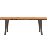 Esstisch Hellbraun 240x100x74 cm Massivholz Eiche Oval
