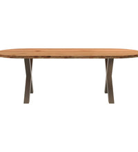 Esstisch Hellbraun 240x100x74 cm Massivholz Eiche Oval