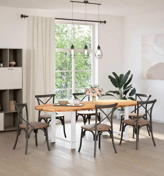 Esstisch Hellbraun 240x100x74 cm Massivholz Eiche Oval