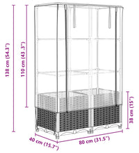 Hochbeet mit Gewächshaus-Aufsatz Rattan-Optik 80x40x138 cm