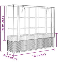 Hochbeet mit Gewächshaus-Aufsatz Rattan-Optik 160x40x153 cm