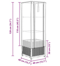 Hochbeet mit Gewächshaus-Aufsatz Rattan-Optik 40x40x139 cm