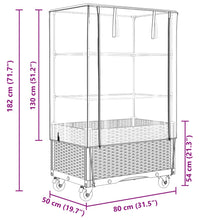 Hochbeet mit Aufsatz und Rollen Rattan-Optik 80x50x182 cm