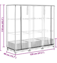 Hochbeet mit Gewächshaus-Aufsatz Rattan-Optik 120x40x123 cm