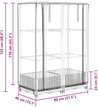 Hochbeet mit Gewächshaus-Aufsatz Rattan-Optik 80x40x123 cm