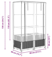 Hochbeet mit Gewächshaus-Aufsatz Rattan-Optik 80x40x138 cm