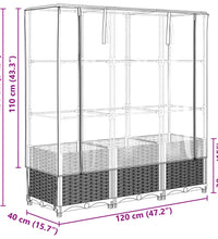 Hochbeet mit Gewächshaus-Aufsatz Rattan-Optik 120x40x138 cm