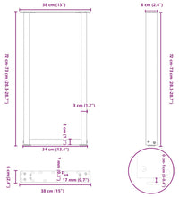 Couchtischbeine U-Form 2 Stk. Naturstahl 38x(72-73) cm Stahl