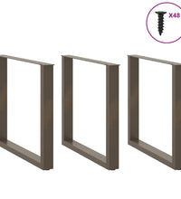 Couchtischbeine U-Form 3 Stk. Naturstahl 90x(72-73) cm Stahl
