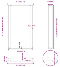 Couchtischbeine U-Form 2 Stk. Naturstahl 60x(100-101) cm Stahl