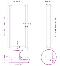 Couchtischbeine U-Form 2 Stk. Naturstahl 40x(110-111) cm Stahl