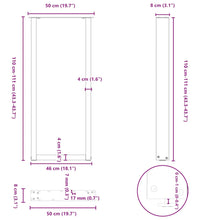 Couchtischbeine U-Form 2 Stk. Naturstahl 50x(110-111) cm Stahl