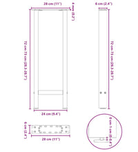 Couchtischbeine Weiß 2 Stk. 28x(72-73) cm Stahl