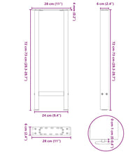 Couchtischbeine Naturstahl 2 Stk. 28x(72-73) cm Stahl