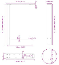 Couchtischbeine Naturstahl 2 Stk. 50x(72-73) cm Stahl