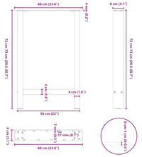Couchtischbeine Naturstahl 2 Stk. 60x(72-73) cm Stahl