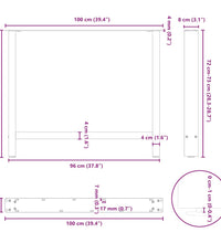Couchtischbeine Anthrazit 2 Stk. 100x(72-73) cm Stahl