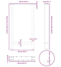 Couchtischbeine Schwarz 2 Stk. 50x(90-91) cm Stahl
