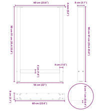 Couchtischbeine Schwarz 2 Stk. 60x(90-91) cm Stahl
