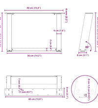 Couchtischbeine U-Form 2 Stk. Naturstahl 40x(30-31) cm Stahl