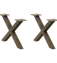 Couchtischbeine X-Form 2 Stk. Naturstahl 60x(30-31) cm Stahl