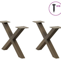 Couchtischbeine X-Form 2 Stk. Naturstahl 60x(30-31) cm Stahl