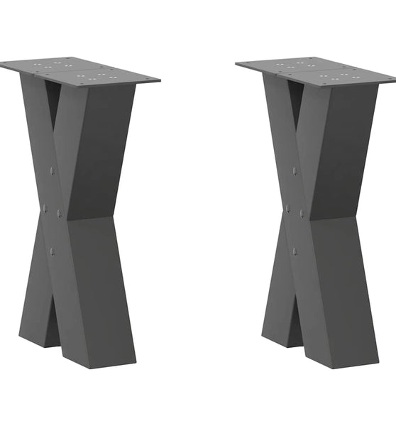 Couchtischbeine X-Form 2 Stk. Anthrazit 28x(42-43) cm Stahl
