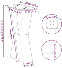 Couchtischbeine X-Form 2 Stk. Anthrazit 28x(42-43) cm Stahl