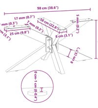 Couchtischbein in Spinnenform Weiß 98x58x(42-43) cm Stahl