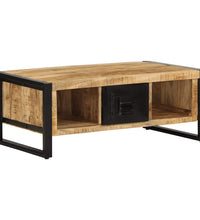 Couchtisch 90x50x36 cm Raues Massivholz Mango