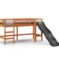 Kinderhochbett ohne Matratze Braun 90x200 cm Massivholz Kiefer