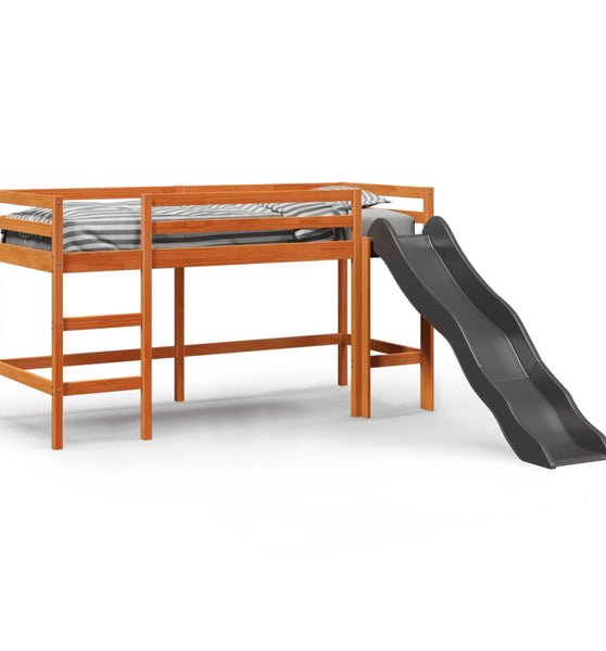 Kinderhochbett ohne Matratze Braun 90x200 cm Massivholz Kiefer