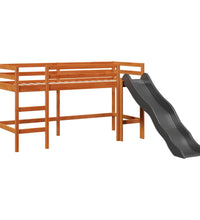 Kinderhochbett ohne Matratze Braun 90x200 cm Massivholz Kiefer