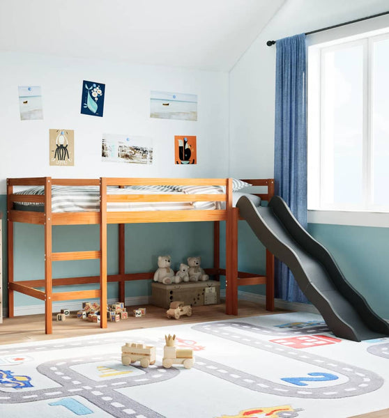 Kinderhochbett ohne Matratze Braun 90x200 cm Massivholz Kiefer
