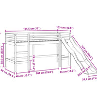 Kinderhochbett ohne Matratze Braun 90x190 cm Massivholz Kiefer