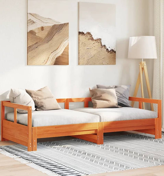 Tagesbett ohne Matratze Wachsbraun 90x200 cm Massivholz Kiefer