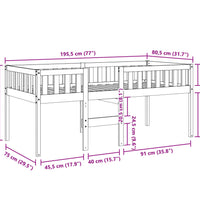 Kinderbett ohne Matratze 75x190 cm Massivholz Kiefer