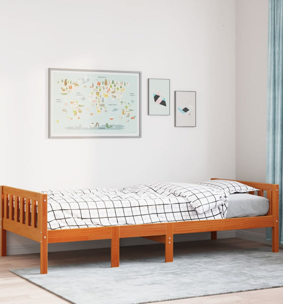 Kinderbett ohne Matratze Wachsbraun 90x190 cm Massivholz Kiefer