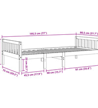 Kinderbett ohne Matratze Weiß 75x190 cm Massivholz Kiefer
