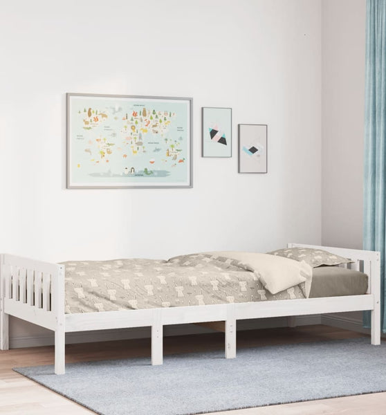 Kinderbett ohne Matratze Weiß 75x190 cm Massivholz Kiefer
