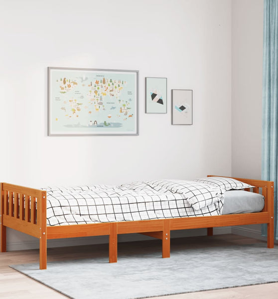 Kinderbett ohne Matratze Wachsbraun 75x190 cm Massivholz Kiefer