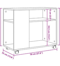 Beistelltisch mit Rollen Weiß 70x35x60 cm Holzwerkstoff